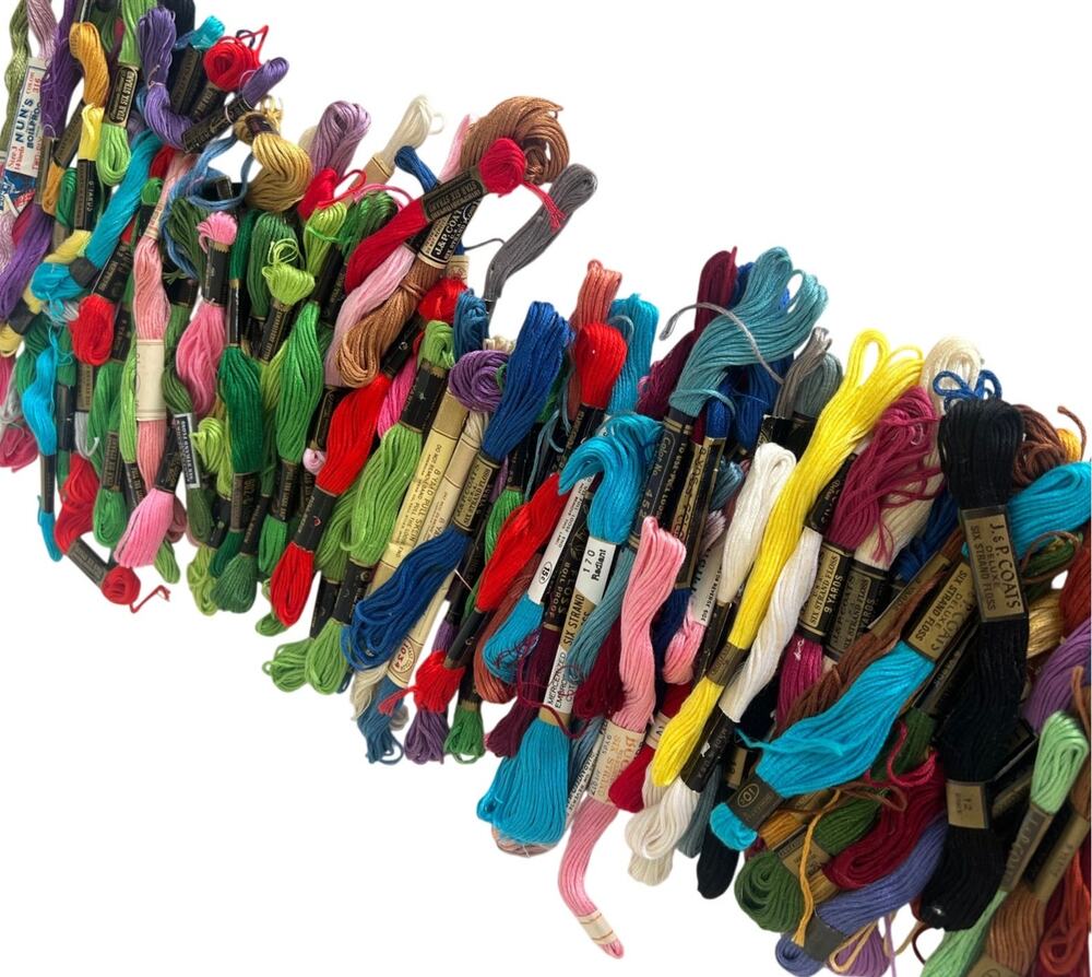 Vintage Embroidery Floss Lot 99 Skeins J&P Coats Bucilla American Thread Cotton